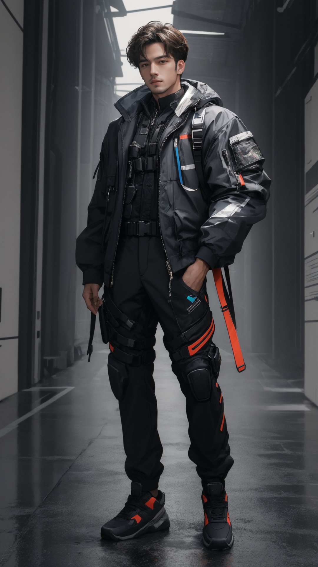 14835-8453298-masterpiece, best quality,highres, 1 handsome man, _lora_techwear-000005_0.7_, techwear,  full body,.png